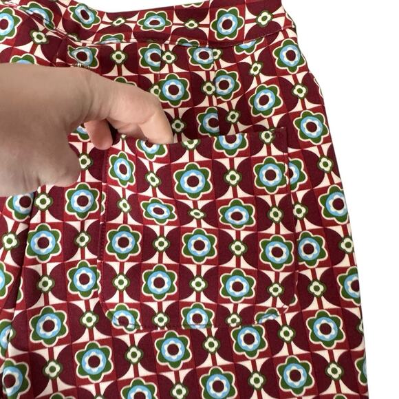 Maeve Anthropologie Pants Womens 6 Red Mod Floral Flare Stretch Zip Up Retro - Picture 7 of 14